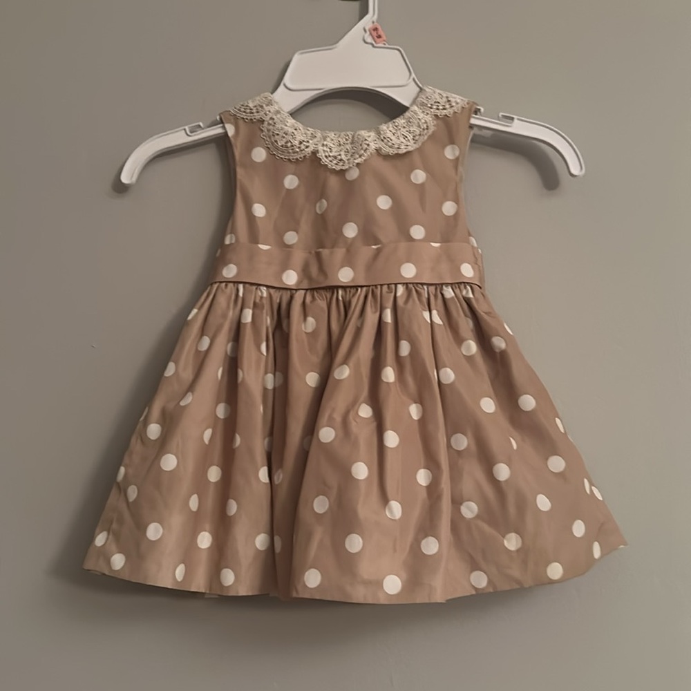 Jason Wu Tan and White A-Line Dress with Peter Pan Collar - Preloved